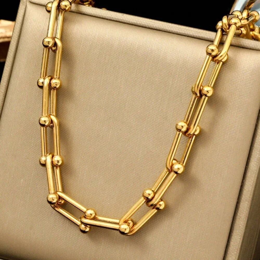 Yellow Punk Women's Stainless Steel Chain Necklace